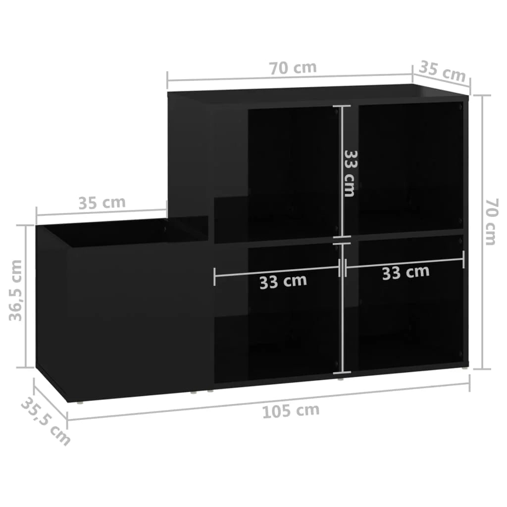 Scarpiera mobile contenitore per scarpe mobile per ingresso corridoio soggiorno legno ingegnerizzato lucido nero 02_0021760