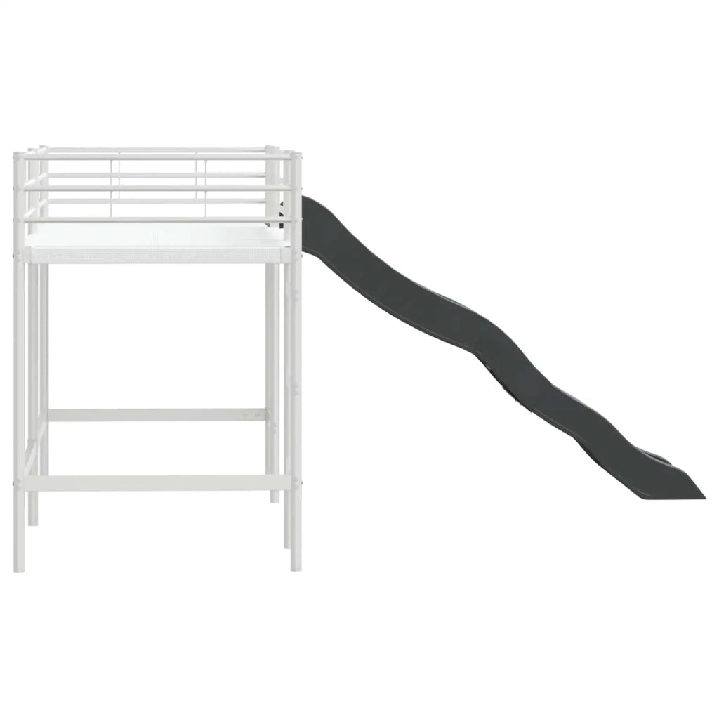 Letto loft per bambini con scivolo Bianco e Antracite