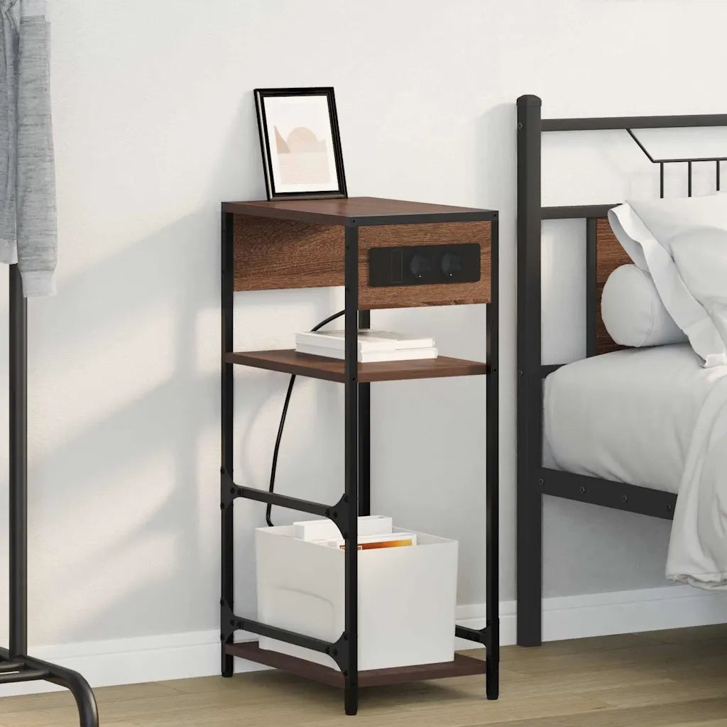 Comodino | Armadio da Notte | Mobiletto da notte Rovere Marrone 40 x 27 x 76 cm