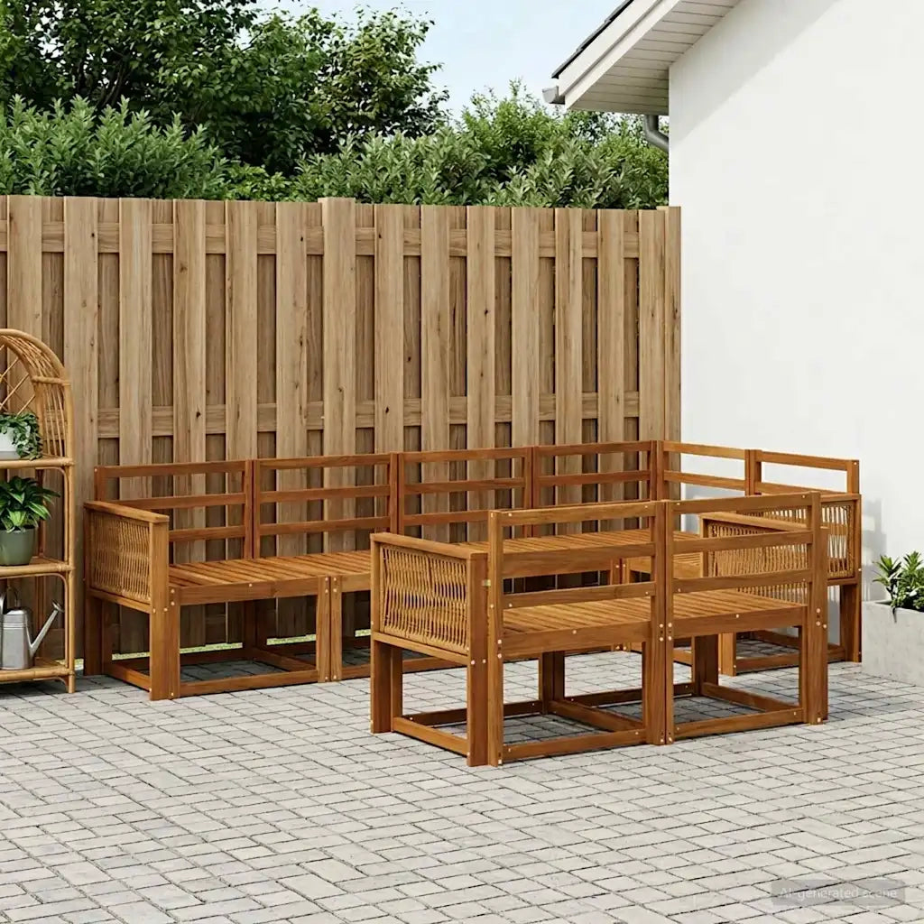 Set di divani da esterno 7 pcs Naturale