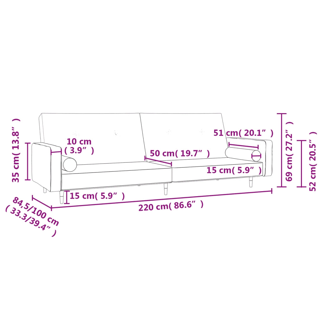 Divano letto | Sof¨¤ letto | Letto singolo a 2 Posti con 2 Cuscini Grigio Scuro in Velluto