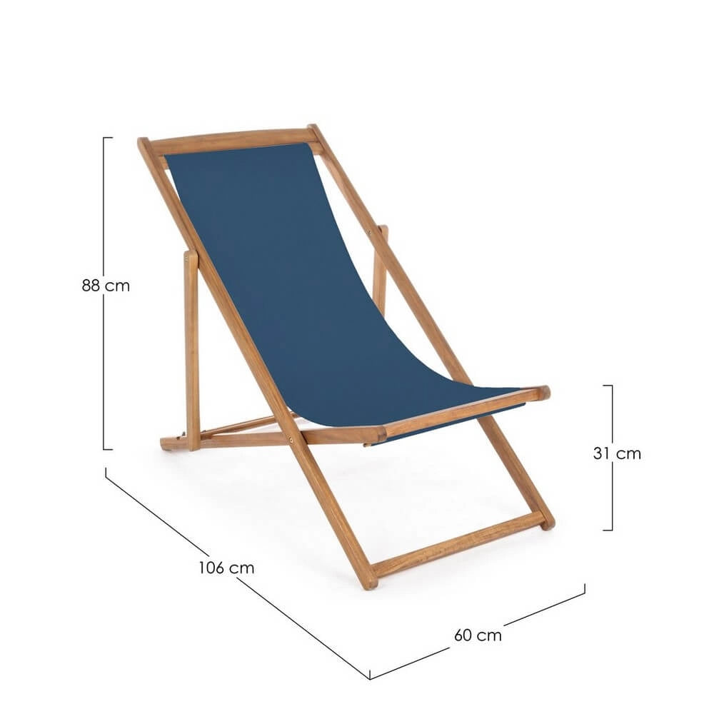 Set di 4 Sdraio Relax Pieghevoli in Legno di Acacia con Tessuto - SERENITY