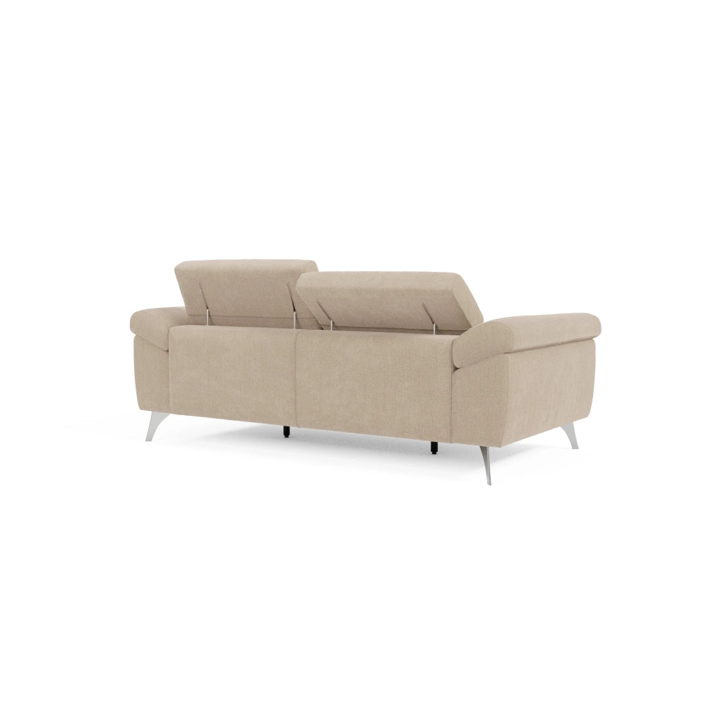 Donatello Divano con sedute allungabili braccioli contenitore e poggiatesta reclinabili in tessuto smacchiabile T23 183 cm beige