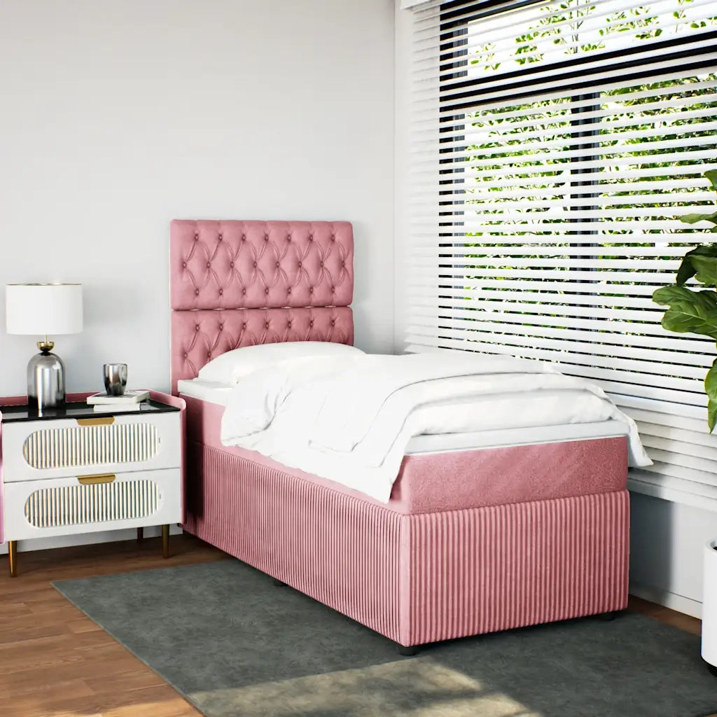 Giroletto a Molle con Materasso Rosa 80x200 cm in Velluto
