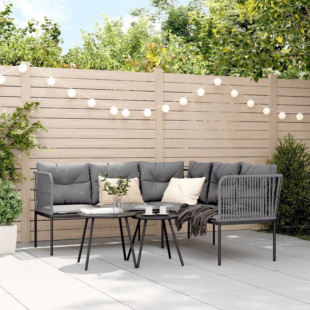Set Divano da Giardino con Cuscini Nero Acciaio e Textilene 3283742