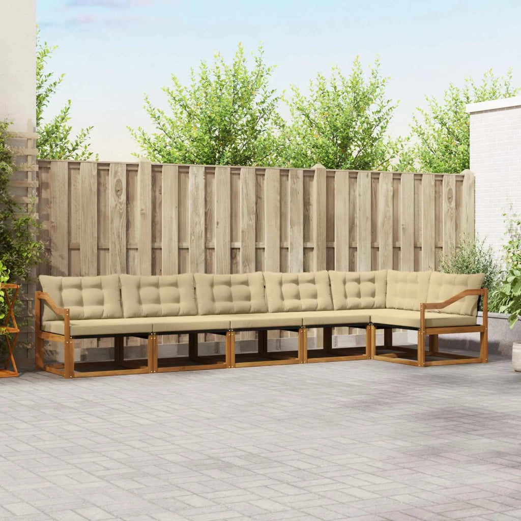 Set di divani da esterno con cuscino 6 pcs Naturale e Beige 3369516