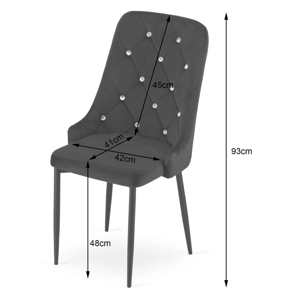 Sedia Amore in velluto nero con cristalli decorativi
