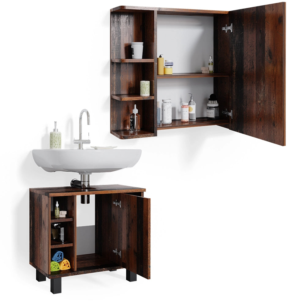 Vicco Set mobili bagno Rovere rustico 2 parti