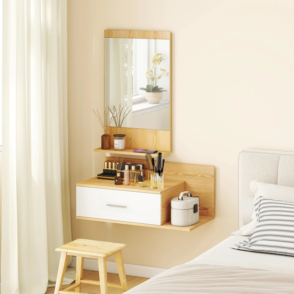 Mobile da Ingresso con Specchio ¨C Xylo ¨C Legno Naturale con Cassetto e 2 Ripiani
