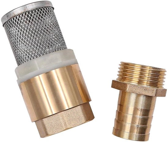 Filtro ad assestamento per irrigazione - Set di filtri di alta qualità in rame - Valvola di scarico 1 pollice - Valvola di ritorno - Connettori di gomma 25mm - Filtro ad alta precisione in acciaio inossidabile - Irrigazione - Set di filtri