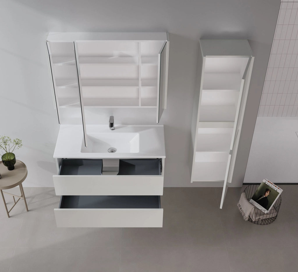 Set mobile lavabo con specchio (2 pezzi) "Arno 100" - 100 x 45 x 52 cm - Cashmere