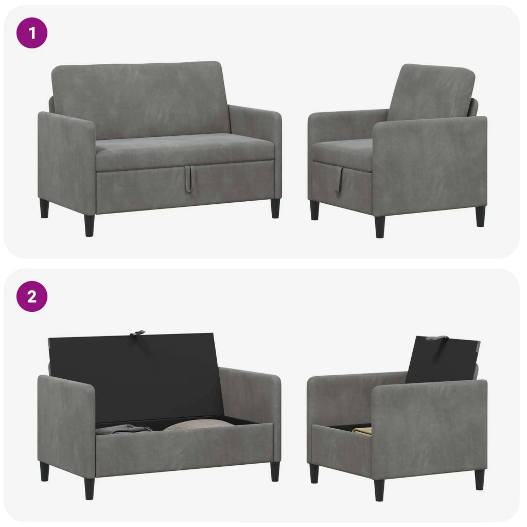Set di Divani con Storage 2 pz Grigio Scuro Poliestere 3429163