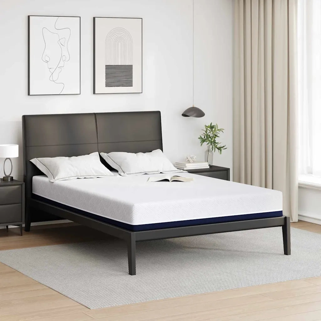 Materasso Bianco e Blu 140 x 190 cm Tessuto Jacquard