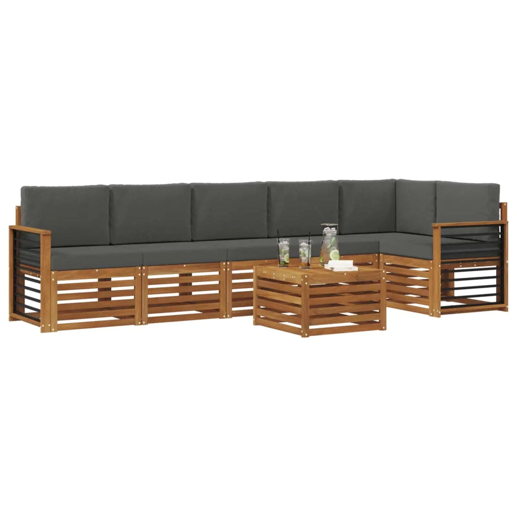 Set divano sezionale con cuscino 7 pcs Naturale e Antracite 3374942