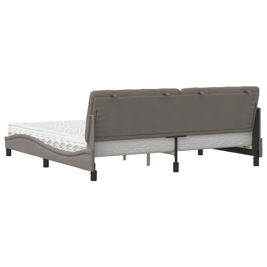 Letto con Materasso Tortora 200x200 cm in Tessuto 3310766