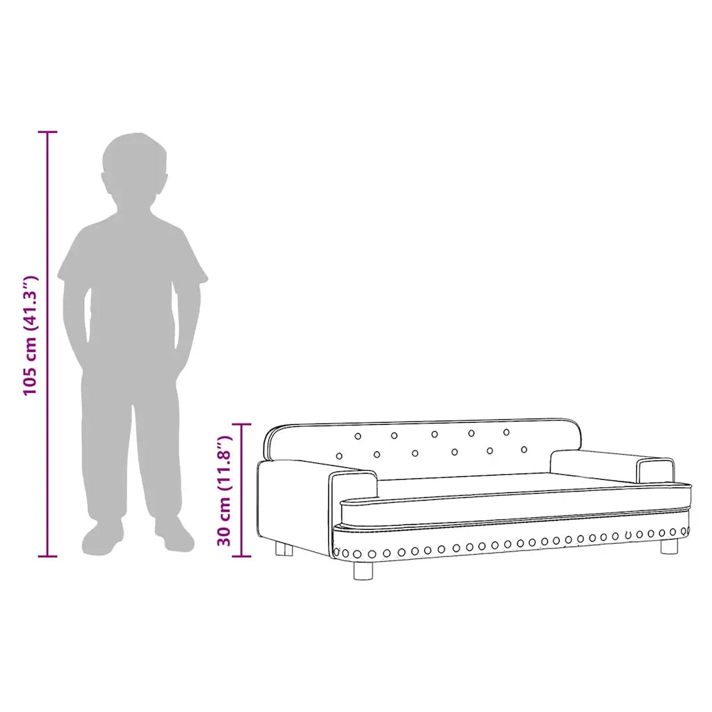 Divano per Bambini-Sofa-Divanetto Crema 90x53x30 cm in Velluto