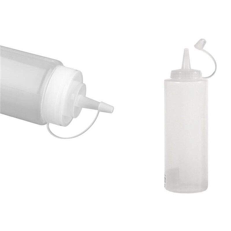 BOTTIGLIA CONTENITORE PER SALSE TRASPARENTE CON TAPPO 230 ML