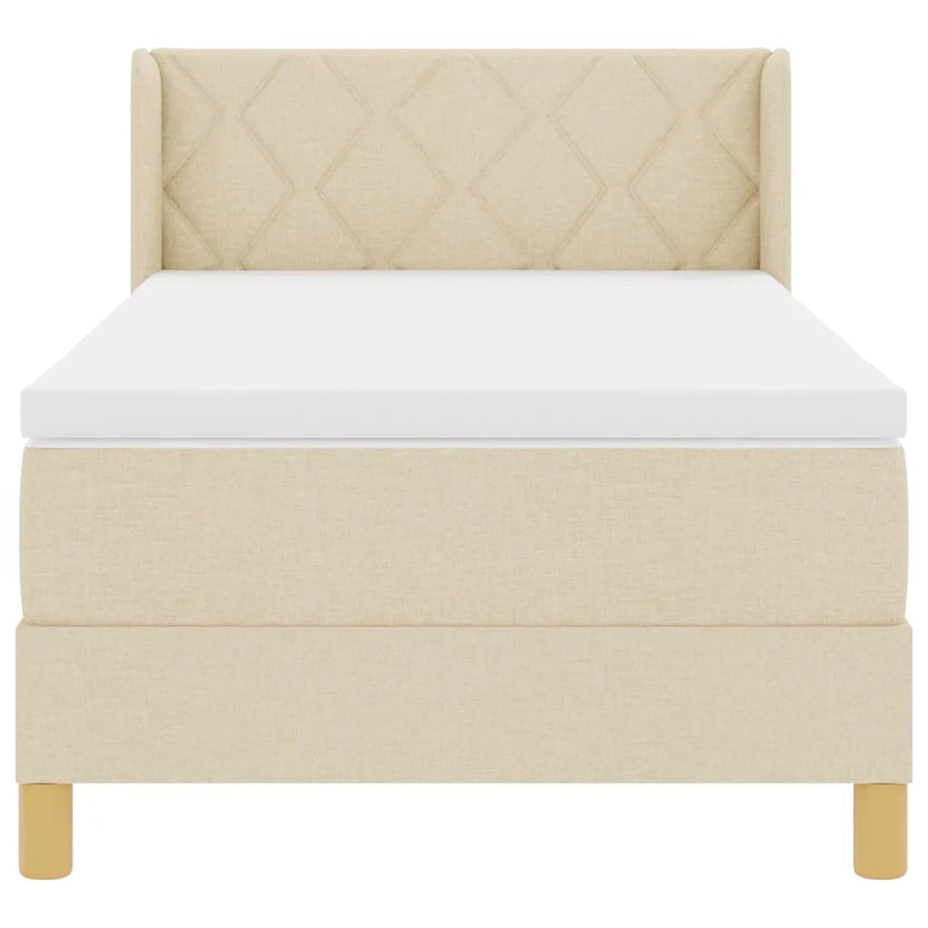 Letto a molle con materasso Crema 200 x 100 cm Tessuto 3341347