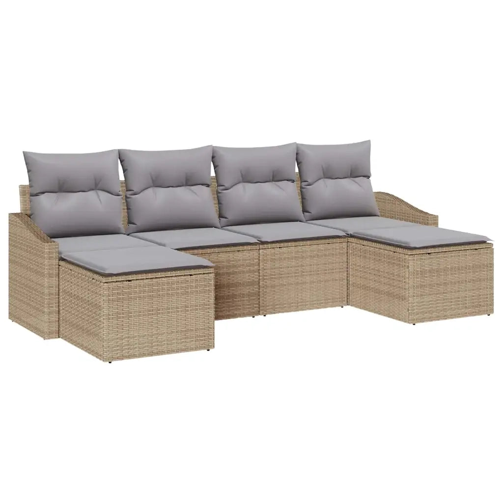 Set di divani con cuscino 6 pcs Beige polyrattan 3346830