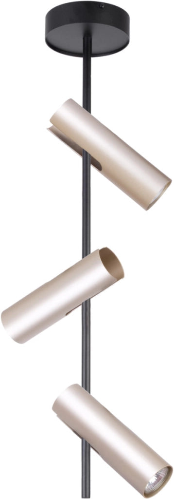 Faretto soffitto LEDA rotondo 3 luci nero oro GU10