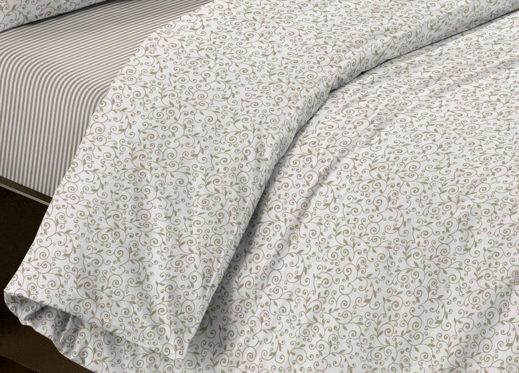Completo Lenzuola Letto Camera In 100% Cotone Made Italy Vari Disegni RP - Piazza 1-2 - Stefy Beige
