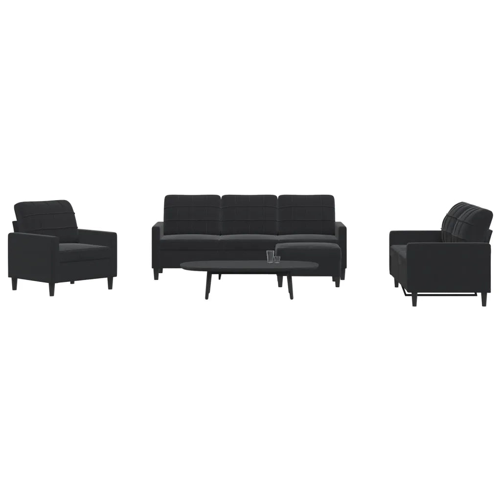 Set di Divani 4 pz con Cuscini Nero in Velluto 3278366