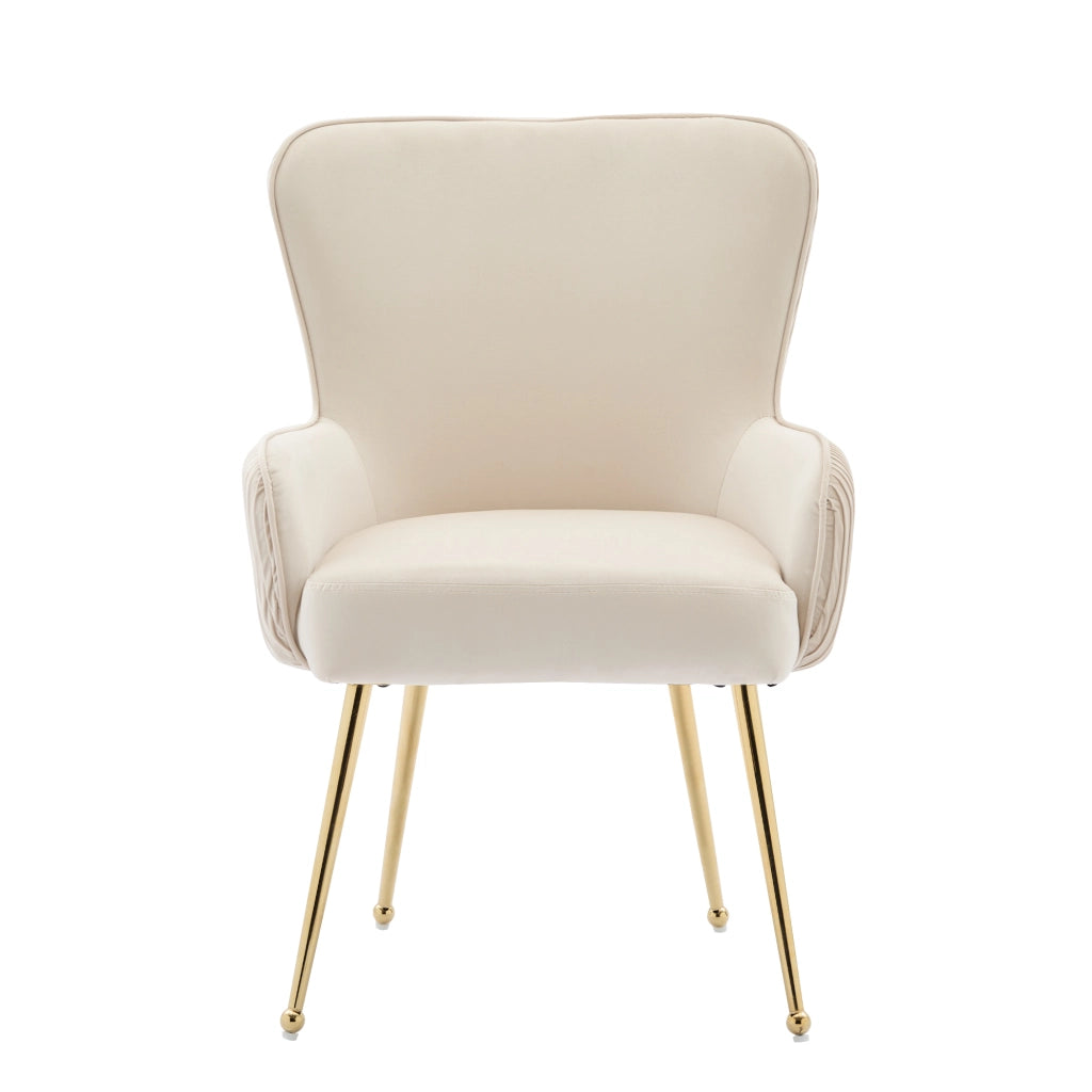 SEDIA Set da 4 in velluto Beige e Oro con braccioli