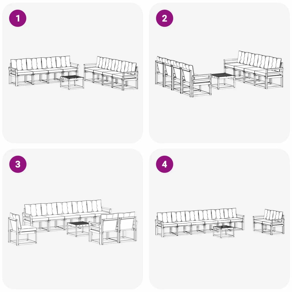 Set di divani da esterno con cuscino 9 pcs Bianco e Nero 3389334