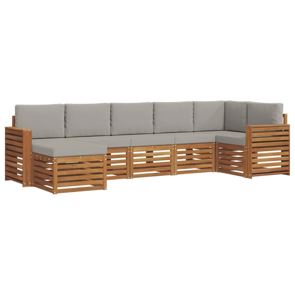 Set divano sezionale con cuscino 7 pcs Grigio Naturale e Chiaro 3375176