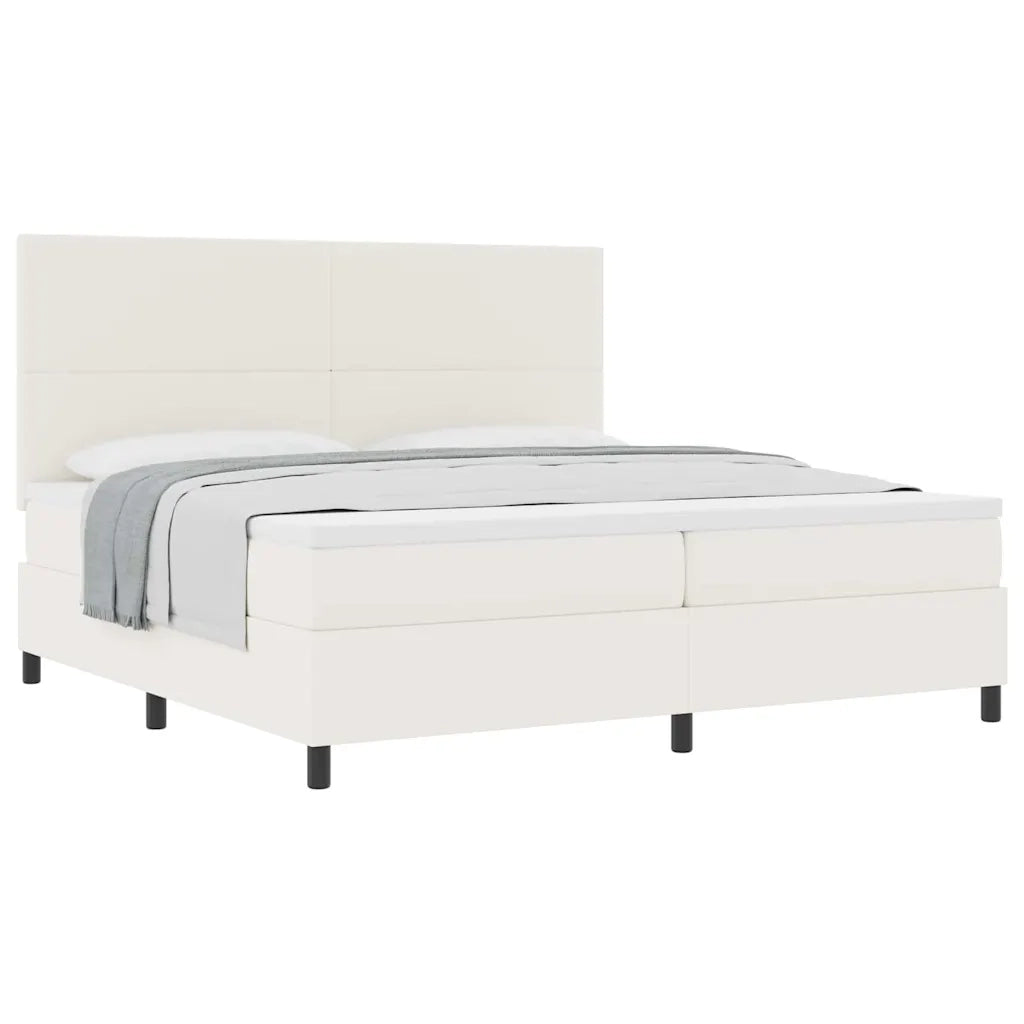 Letto a molle Crema e Bianco 200 x 200 cm Tessuto in Cords 3337573