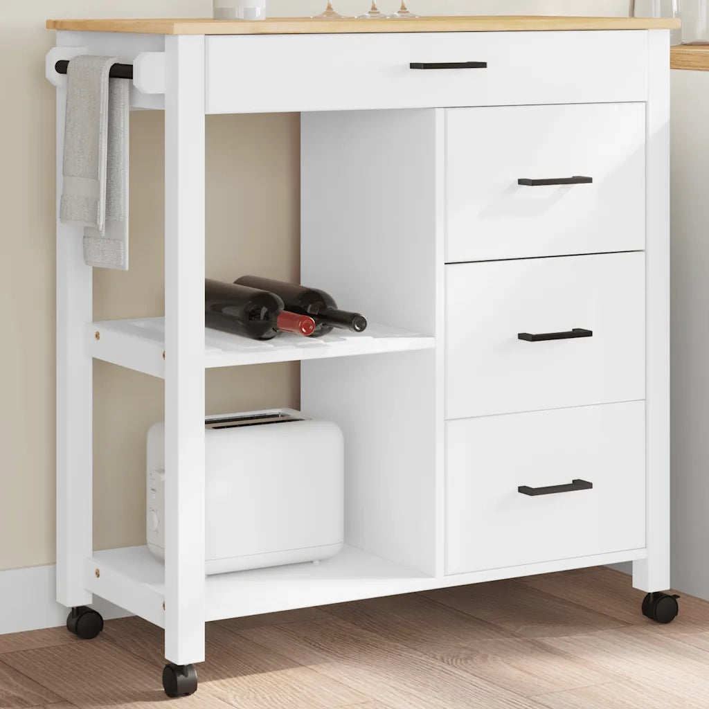 Carrello da Cucina MONZA 84x40x88,5 cm in Legno Massello di Pino CFW1864266