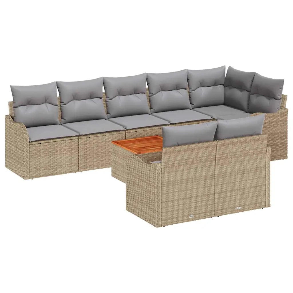 Set Divano da Giardino 9 pcs Beige e Grigio Chiaro polyrattan 3356138