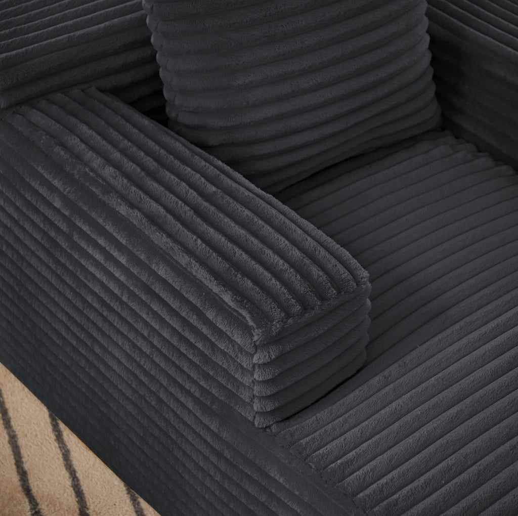 Divano chaise longue in velluto a coste grigio scuro