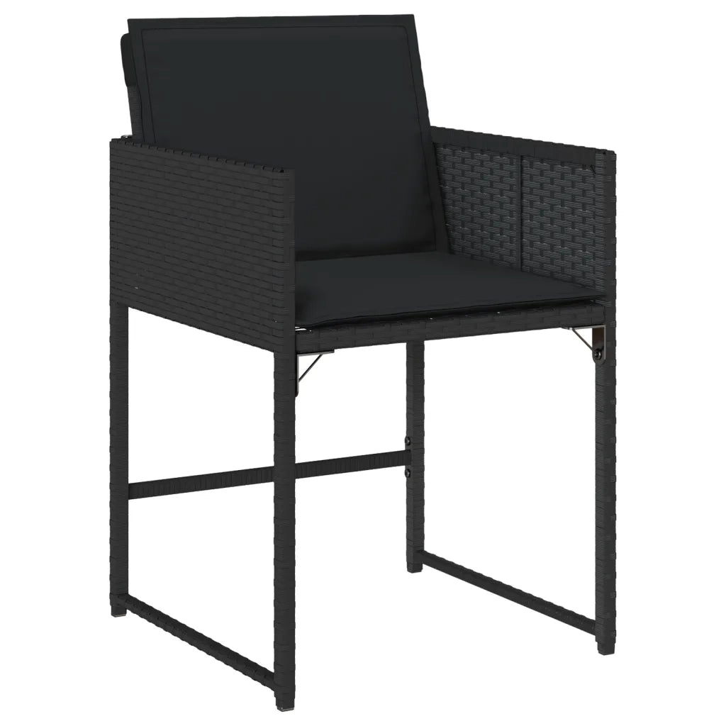 Set da Pranzo da Giardino 7 pz Nero con Cuscini in Polyrattan 3278034