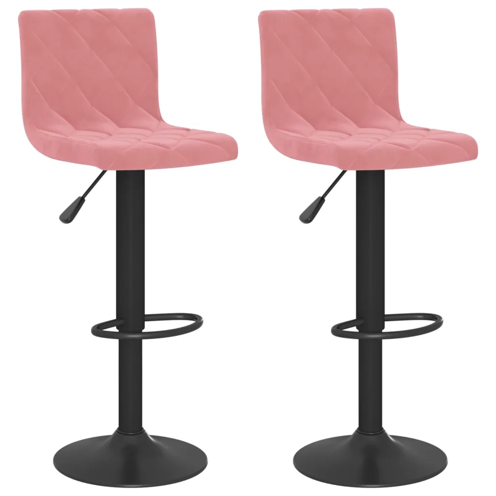 Sgabelli da Bar 2 pz Rosa in Velluto 333736