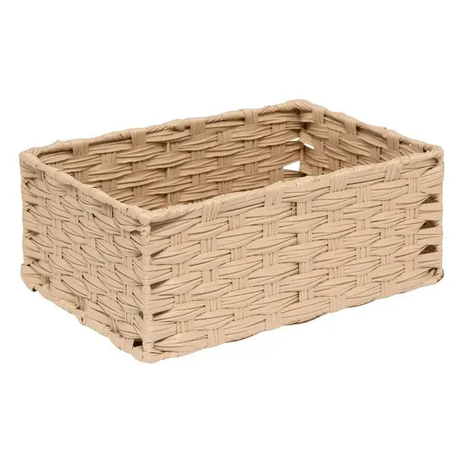 Set di 3 cesti alti beige cm 30x21x12h