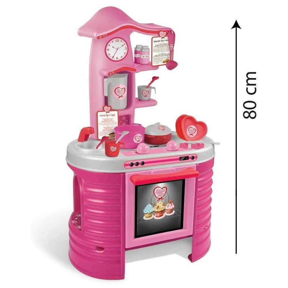 Trade Shop - Amore Mio Cucina Giocattolo Per Bambini 80cm Con Accessori Gioco E Ricettte -