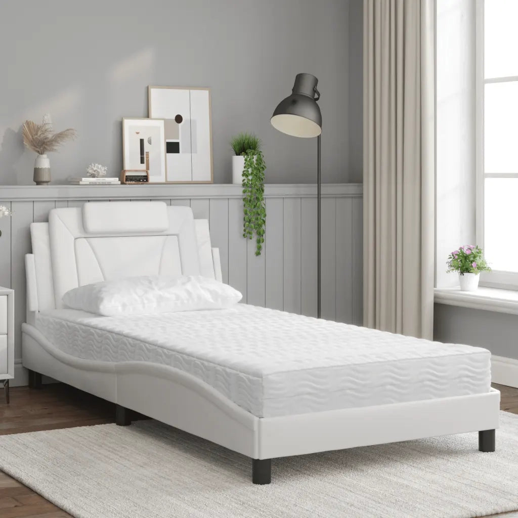 Letto Viana con Materasso Bianco 100x200 cm in Similpelle