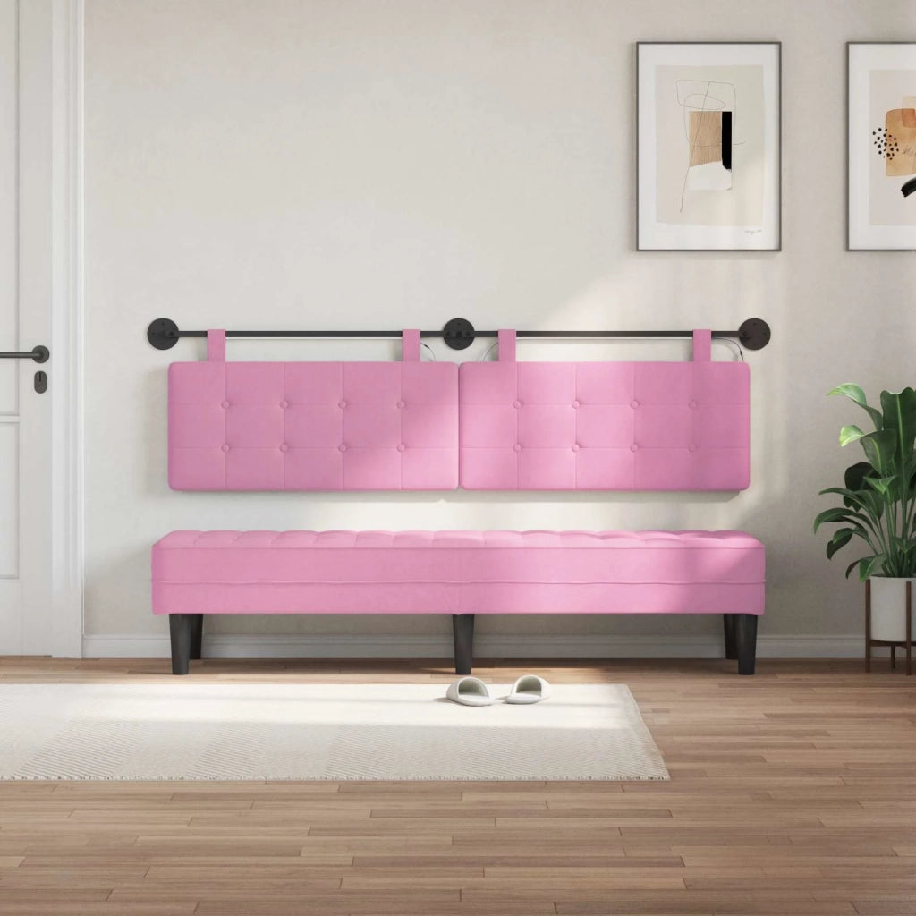Testiera sospesa Con luce LED Rosa Tessuto 3424460