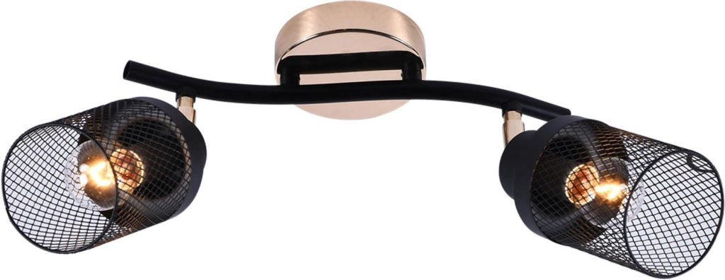Plafoniera Gissi Lampex 2 luci oro/nero metallo E14