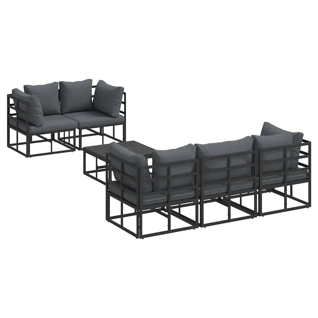 Set Divano da Giardino con cuscino 6 pcs Nero Acciaio 3378948
