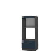 Mobile cucina microonde Fame-Line Blu scuro lucido/Antracite 60 cm aperto Vicco