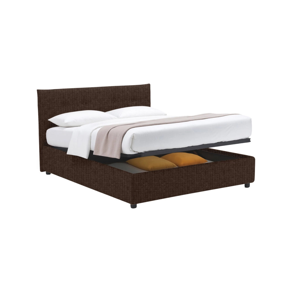 Preston, Letto Matrimoniale Sfoderabile Made in Italy, Marrone