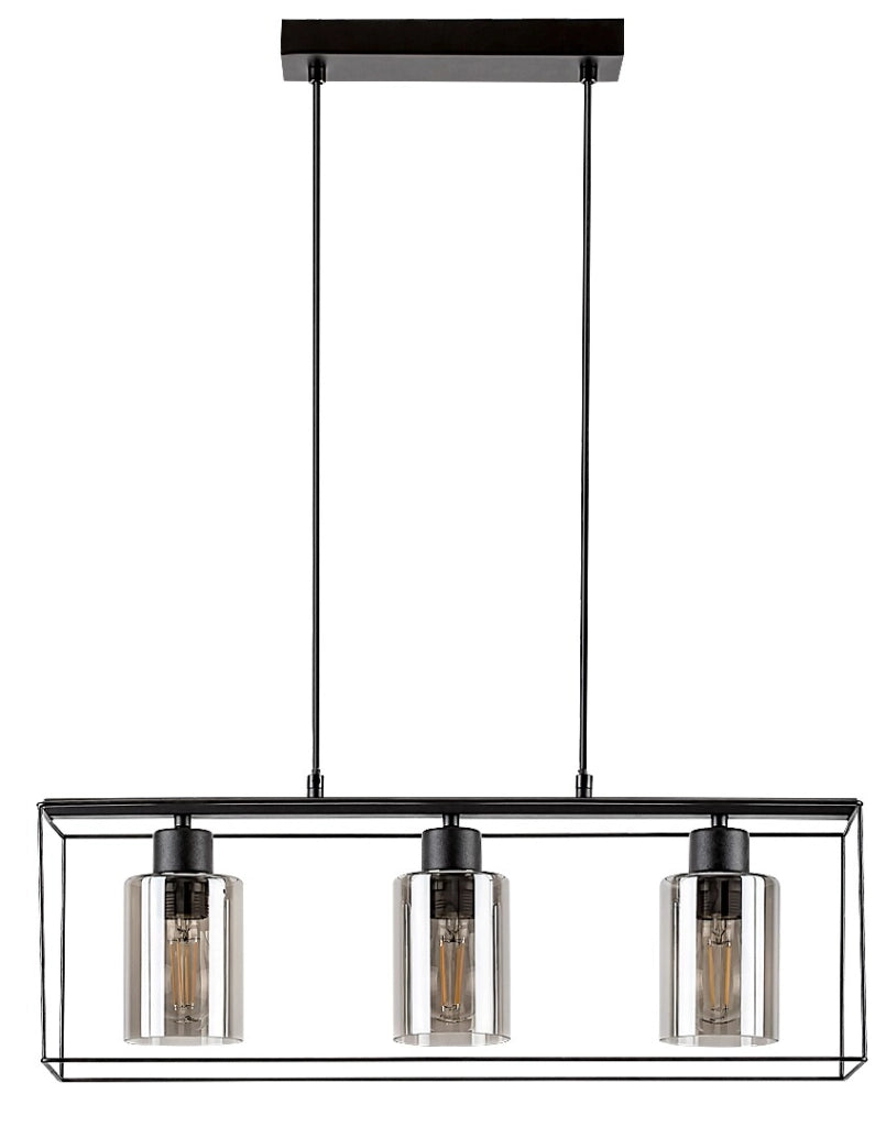 Lampada a sospensione Rabalux Chadwick 3xE27 nera fumé