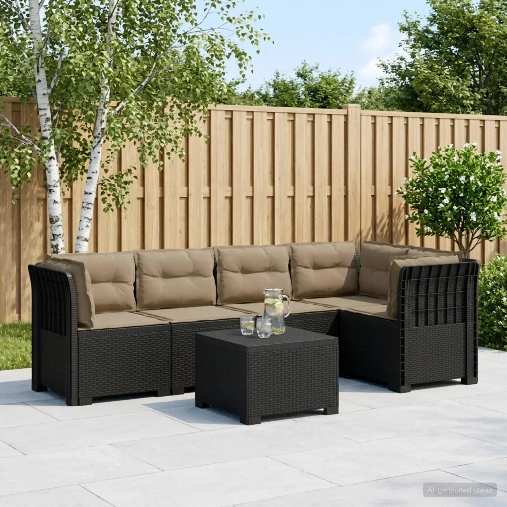 Divano da Giardino 5 Posti con Cuscini Stile Rattan PP 3444088