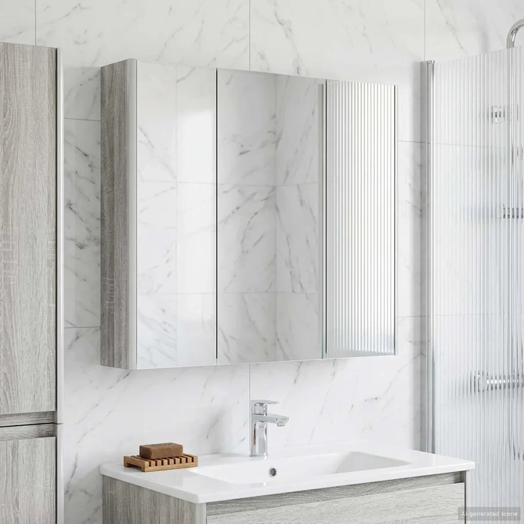 Mobiletto per specchio da Bagno | Armadio da bagno con lo scaffale Grigio Sonoma