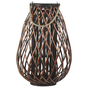 Lanterna Marrone Salice Legno 60 cm Manico in Corda Portacandele Decorativo