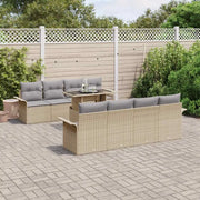 Set Divano da Giardino con cuscino 9 pcs Beige polyrattan