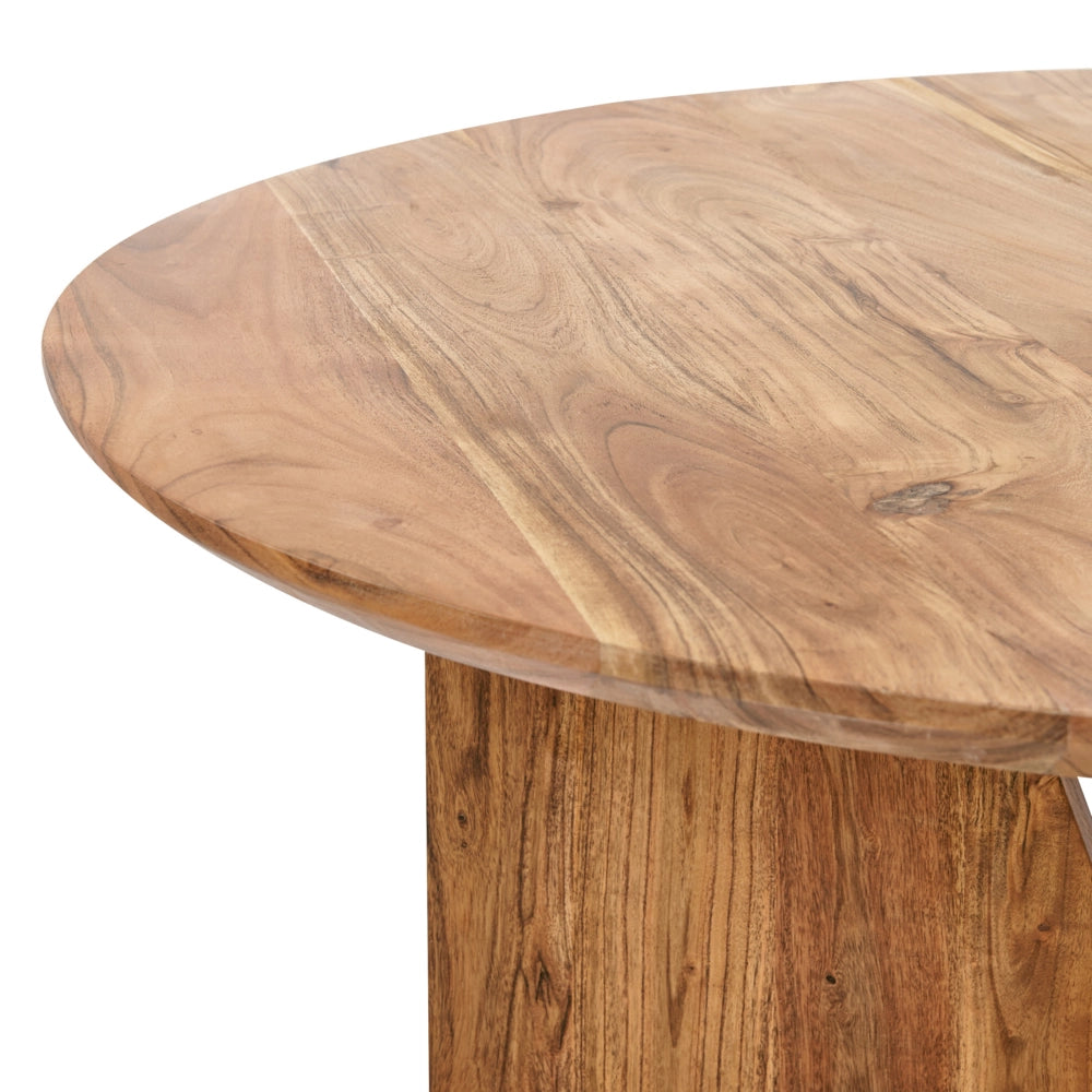 Tavolo da pranzo in legno chiaro 100 x 100 cm in legno di acacia di forma rotonda Design rustico tradizionale Sala da pranzo