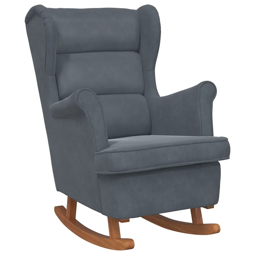 Sedia a dondolo con schienale alto in velluto grigio scuro CFW3736333